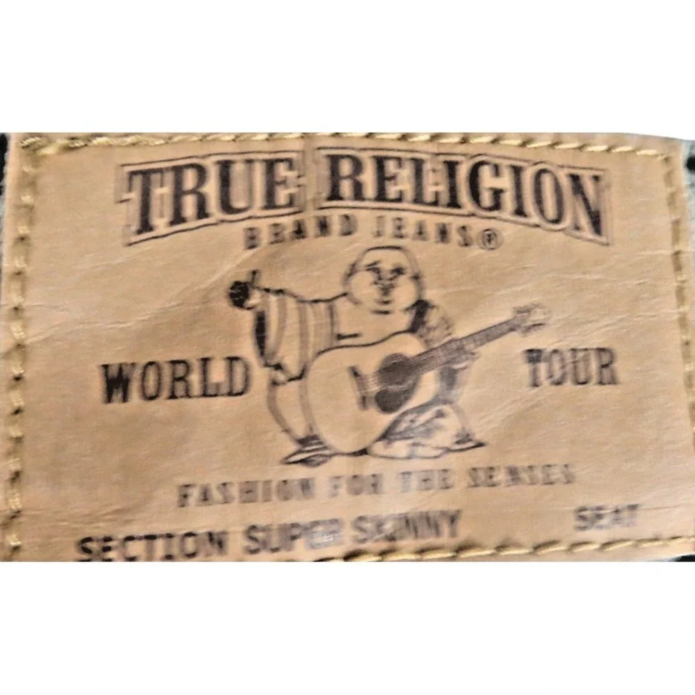 True Religion Jeans Men Size 32 Camo Distressed Leaf Butterfly Super Skinny Slim